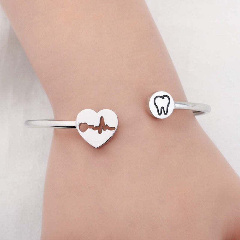 WUSUANED Heart Beat Necklace Bracelet Dental Hygienist Jewelry Gift For Dental Assistant (Dentist Bracelet) - Image 5